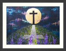 Load image into Gallery viewer, Illuminated by the Cross - Easter - Christian - Cross - lupins- purple - Crucifixion (Copy)