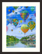 Load image into Gallery viewer, Balloons - Hot Air Balloons - Bristol Suspension Bridge - Bristol Balloon festival - Clifton Suspension Bridge - High Quality Giclée Prints - Brunel - Bristol - Balloons
