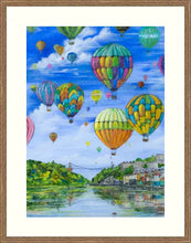 Load image into Gallery viewer, Balloons - Hot Air Balloons - Bristol Suspension Bridge - Bristol Balloon festival - Clifton Suspension Bridge - High Quality Giclée Prints - Brunel - Bristol - Balloons