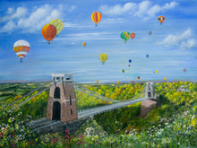 Load image into Gallery viewer, Original Painting, Clifton Suspension Bridge, Balloons, Bristol, Balloons , Bristol Suspension Bridge, Brunel Suspension Bridge