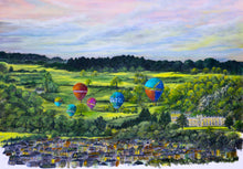 Load image into Gallery viewer, Ashton Court Bristol - Balloons ascending from Ashton Court  - Original Painting - Hot Air Balloons - Ashton Court Manor - Bristol Balloon festival