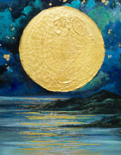 Load image into Gallery viewer, Moon, Blue Moon, Gold Moon, Original Acrylic Painting on Deep Edged Canvas,