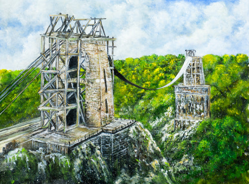 Bristol Suspension Bridge - under construction - Clifton Suspension Bridge - Brunel - historical - High Quality Giclée Prints - Brunel - Bristol (Copy)