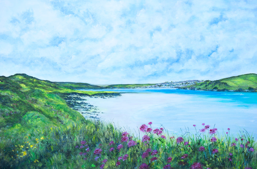 Padstow - Camel Estuary - Rock - High Quality Giclée print - Polzeath to Padstow  - Cornwall - Red Valerian - Coastal flowers