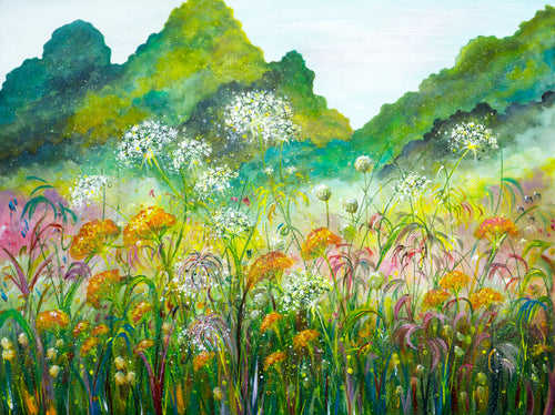 High Quallity Giclée print-Golden Achillea - Sunflower Meadow-Hedge Parsley-Hot Garden - Lynette Bower-Sunshine-Summer-Hedge parsley