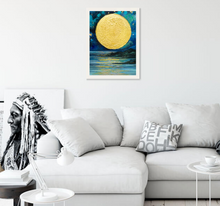 Load image into Gallery viewer, Moon, Blue Moon, Gold Moon, Original Acrylic Painting on Deep Edged Canvas,