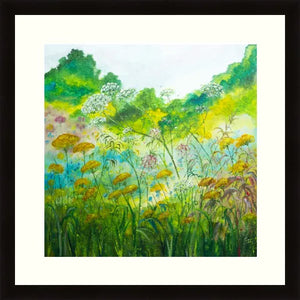 Fiery garden -High Quallity Giclée print-Sunflower Meadow-Yellow Daisies-Lynette Bower-Sunshine-Summer-Hedge parsley-Meadow print- Marigold-Achillea-Gift for her