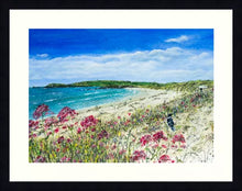 Load image into Gallery viewer, Constantine Bay - High Quality Giclée print - Padstow Beach - - Cornwall - Red Valerian - Coastal flowers (Copy)