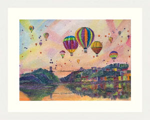 Peachy Balloons  - High Quality Giclée Prints - Hot air Balloons  - Clifton Suspension Bridge- Bristol