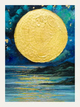 Load image into Gallery viewer, Moon, Blue Moon, Gold Moon, Original Acrylic Painting on Deep Edged Canvas,