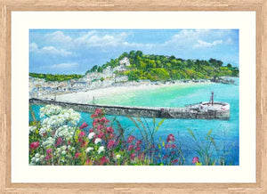 Looe Harbour - High Quality Giclée print - Looe - Cornwall - Red Valerian - Coastal flowers