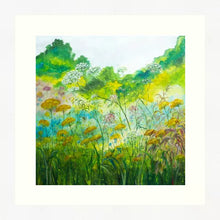 Load image into Gallery viewer, Fiery garden -High Quallity Giclée print-Sunflower Meadow-Yellow Daisies-Lynette Bower-Sunshine-Summer-Hedge parsley-Meadow print- Marigold-Achillea-Gift for her