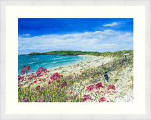 Load image into Gallery viewer, Constantine Bay - High Quality Giclée print - Padstow Beach - - Cornwall - Red Valerian - Coastal flowers (Copy)