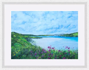 Padstow - Camel Estuary - Rock - High Quality Giclée print - Polzeath to Padstow  - Cornwall - Red Valerian - Coastal flowers