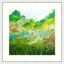 Load image into Gallery viewer, Fiery garden -High Quallity Giclée print-Sunflower Meadow-Yellow Daisies-Lynette Bower-Sunshine-Summer-Hedge parsley-Meadow print- Marigold-Achillea-Gift for her