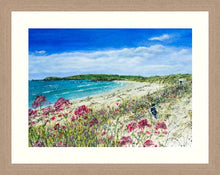 Load image into Gallery viewer, Constantine Bay - High Quality Giclée print - Padstow Beach - - Cornwall - Red Valerian - Coastal flowers (Copy)