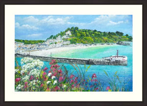 Looe Harbour - High Quality Giclée print - Looe - Cornwall - Red Valerian - Coastal flowers