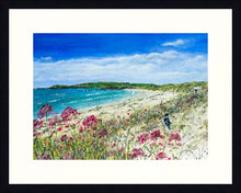 Load image into Gallery viewer, Constantine Bay - High Quality Giclée print - Padstow Beach - - Cornwall - Red Valerian - Coastal flowers (Copy)