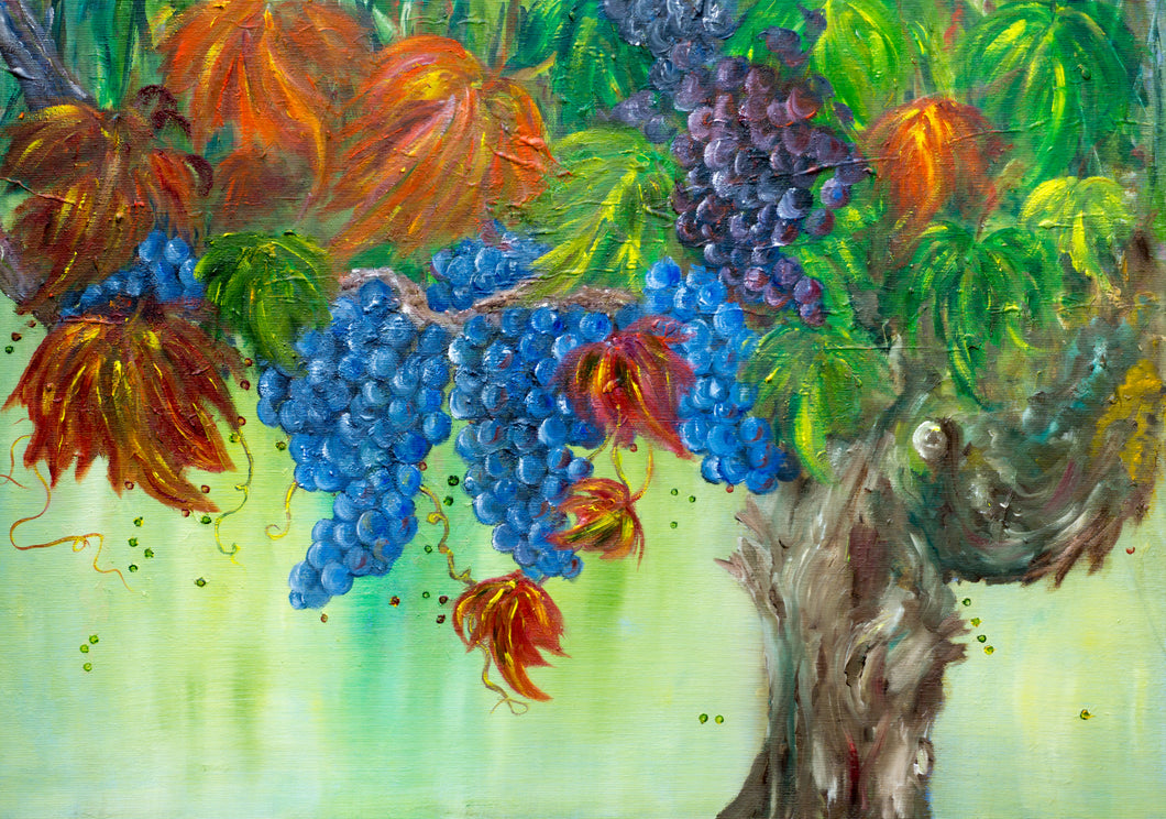 Grapevine - Original Oil Painting on Canvas Board - Vine