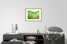 Load image into Gallery viewer, Fiery garden -High Quallity Giclée print-Sunflower Meadow-Yellow Daisies-Lynette Bower-Sunshine-Summer-Hedge parsley-Meadow print- Marigold-Achillea-Gift for her