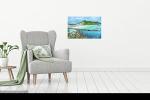 Looe Harbour - High Quality Giclée print - Looe - Cornwall - Red Valerian - Coastal flowers