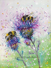 Load image into Gallery viewer, Thistle and Bumble Bees - High Quality Giclée Prints