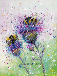 Thistle and Bumble Bees - High Quality Giclée Prints