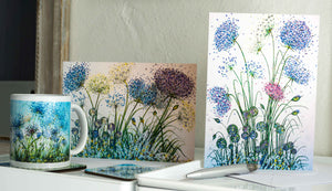 A5 Quality Greetings Cards-Original Paintings - Kelston Roundhill-Agapanthus and Alliums-Bumble Bees-Monarch Butterflies-Seedheads