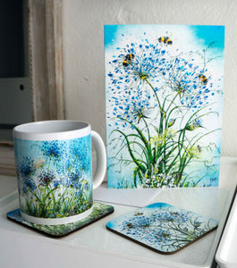 A5 Quality Greetings Cards-Original Paintings - Kelston Roundhill-Agapanthus and Alliums-Bumble Bees-Monarch Butterflies-Seedheads