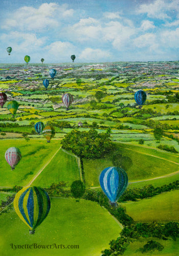 Kelston Roundhill Arial View - High Quality Giclée Prints - Hot Air Balloons - Bath - Kelston