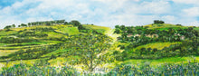 Load image into Gallery viewer, Kelston Roundhill,  Freezing Hill, Lansdown, The Caterpillar, Bath, Bristol, Original Acrylic Painting on  Deep Block Canvas 36&quot; x 14&quot;