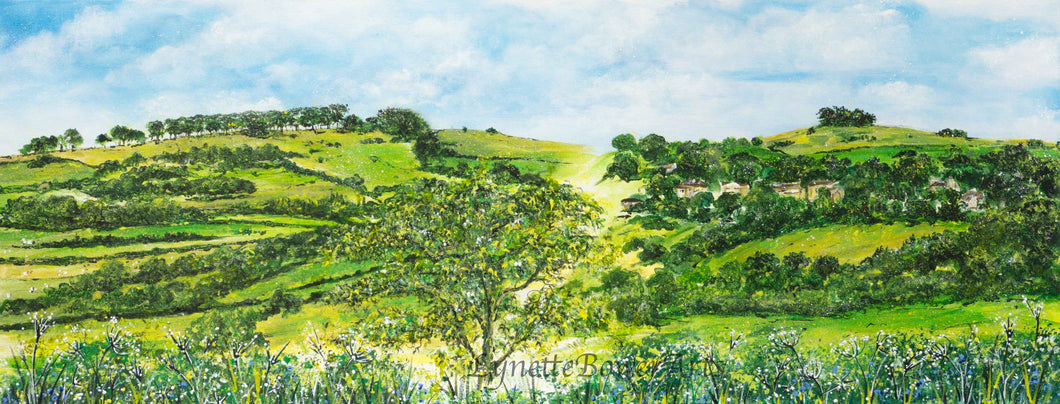 Kelston Roundhill,  Freezing Hill, Lansdown, The Caterpillar, Bath, Bristol, Original Acrylic Painting on  Deep Block Canvas 36