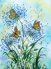 Load image into Gallery viewer, A5 Quality Greetings Cards-Original Paintings - Kelston Roundhill-Agapanthus and Alliums-Bumble Bees-Monarch Butterflies-Seedheads