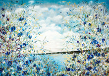 Load image into Gallery viewer, Blue Coastal Flowers - Original Acrylic Painting on Large Deep Block Canvas