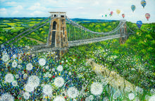 Load image into Gallery viewer, A6 Quality Greetings Cards-Lynette Bower-Kelston Roundhill-Agapanthus and Alliums-Clifton-Suspension Bridge-Brunel-Bristol Balloon Festival