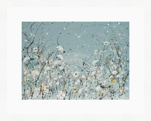 Duck Egg Blue Summer Flowers - High Quality Giclée Prints