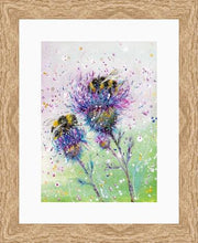 Load image into Gallery viewer, Thistle and Bumble Bees - High Quality Giclée Prints