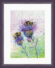 Load image into Gallery viewer, Thistle and Bumble Bees - High Quality Giclée Prints