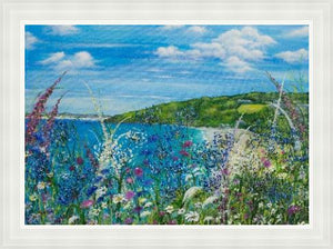 Carbis Bay - High Quality Giclée print - St.Ives - Cornwall - Agapanthus - Coastal flowers