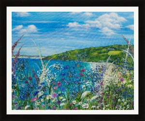 Carbis Bay - High Quality Giclée print - St.Ives - Cornwall - Agapanthus - Coastal flowers