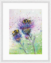 Load image into Gallery viewer, Thistle and Bumble Bees - High Quality Giclée Prints