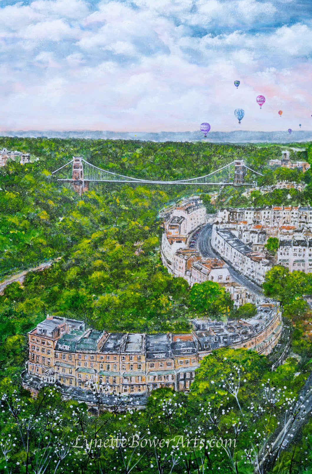 Giclée Print,Clifton Suspension Bridge, Bristol, Bridge, Brunel Suspension Bridge, Original Art, Balloons