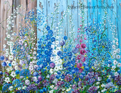Delphiniums and Agapanthus - High Quality Giclée Prints