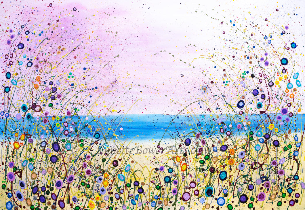 Dotty Seaside - Original Acrylic Painting on Large Deep Block Canvas