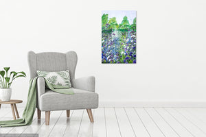 Summer Garden Agapanthus, Original Acrylic Painting, Deep Edge Block Canvas,High Quality Giclée Prints, Agapanthus, Daisies, Alliums