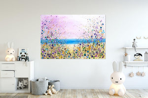 Dotty Seaside - Original Acrylic Painting on Large Deep Block Canvas