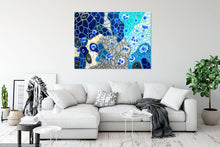 Load image into Gallery viewer, Blue Abstract Cells - Original Acrylic Painting on Large Deep Block Canvas