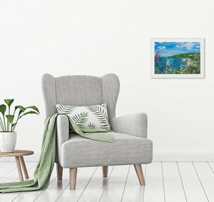 Carbis Bay - High Quality Giclée print - St.Ives - Cornwall - Agapanthus - Coastal flowers