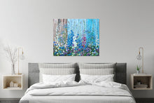 Load image into Gallery viewer, Delphiniums and Agapanthus - Original Acrylic Painting on Large Deep Block Canvas